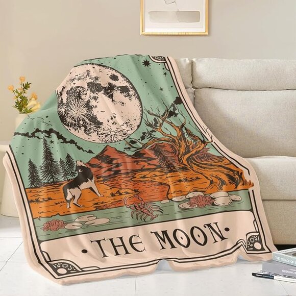 The moon tarot card throw blanket 40×50 inch